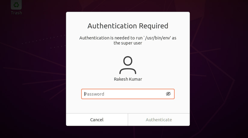 enter Linux password