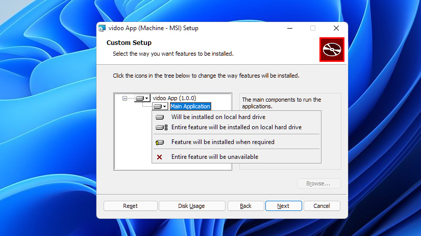 Main Application feature installation