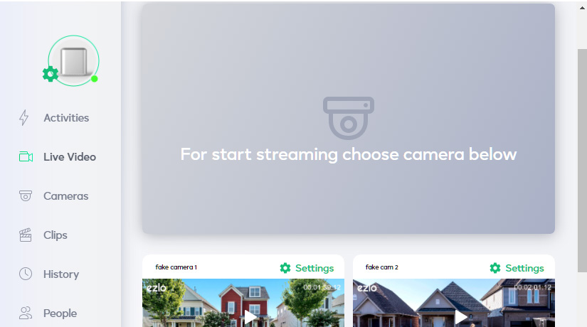 stream a live video of a selected camera